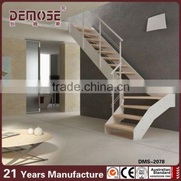 House steel staircase,steel wood stairway, staircase with single stringer