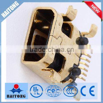 golden color smd 8pin mini USB connector hot selling