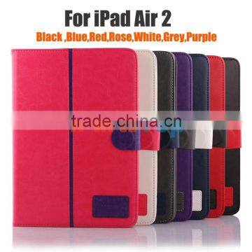 Wholesale Colored Leather Case For iPad Air 2 (iPad 6) Flip Cover TPU Protective Book Case