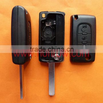 High quality Citroen 406 blade 2 buttons flip remote key blank (NE78 Blade - 2Button - No battery place) (No Logo)