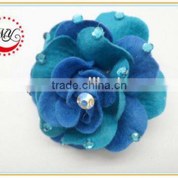 Pure blue multilayer petals plastic brooch elastic fabric bands