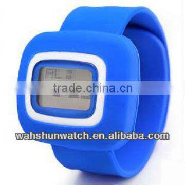 2013 best products cheap lcd sport children square silicone case digital slap watch