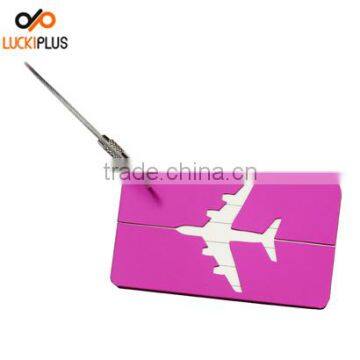 Luckiplus Colorful Aluminum Air Plane Pattern Luggage Tag ID Tag Name Card Holder Purple