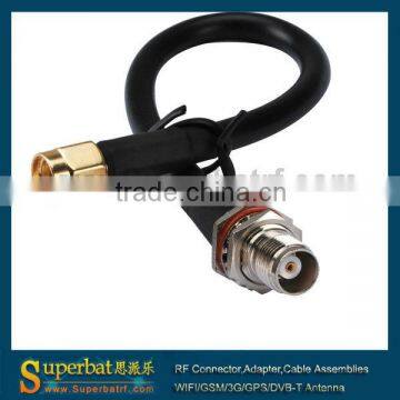 SMA male straight to TNC female bulkehead with O-ring straight pigtail cable RG58 15cm