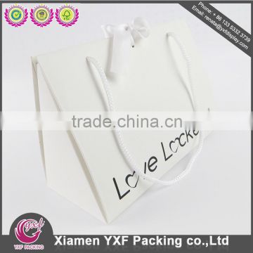 Love Locket 350gsm White Krat Paper Bag black color embossing with Satin Ribbon Bow