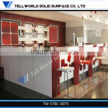 modern design kitchen cabinet Polished Artificial marble l shape bar counter