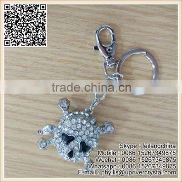 Friar Heart-Shaped Eye Skull Crystal Silver Metal Keychain photo-2
