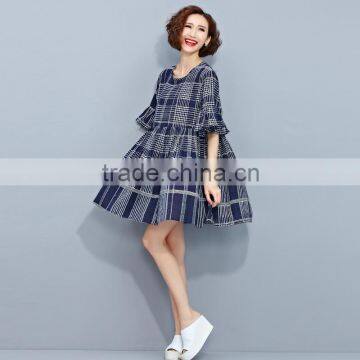 JPSKIRT1605973 Latest Fashion Ladies Casual Cotton Plaid Dress