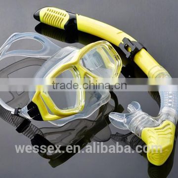 Yellow dive mask and snorkel,silicone dive mask,dive equipment