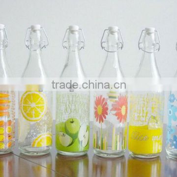 glass bottle with decal decorating