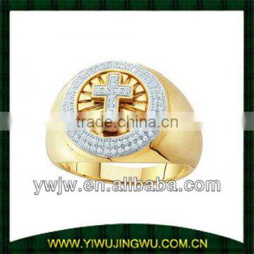 18K gold man ring with cross,man cross ring(JW-G11715)