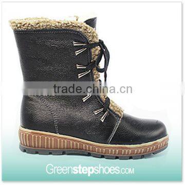 2015 Women's Ladies Black First Grain Leather Winter Boots