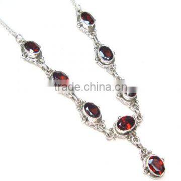 Garnet necklace 925 silver jewelry red stone necklace Indian gemstone jewelry Fashion necklace silver jewelry for women