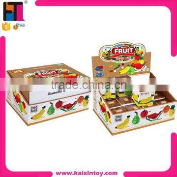 6 styles assorted loz 6 in 1 fruit toy ABS plastic 3d block in China