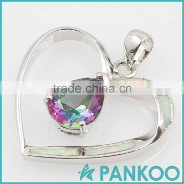 Wholesale Fashion Series of Water on the Heart Blue Opal Sterling Silver Unisex Necklace Pendant photo-3