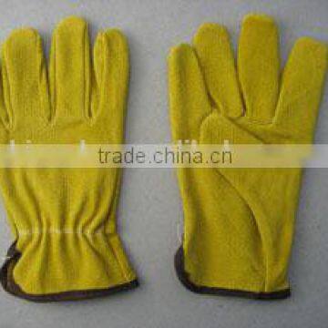 Yellow Pig Split Leather Driver Glove