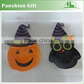 Wholesale pumpkin&owl ceramic halloween plate