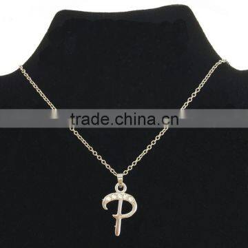 Crystal Letter P necklace, wholesale alphabet necklace jewelry