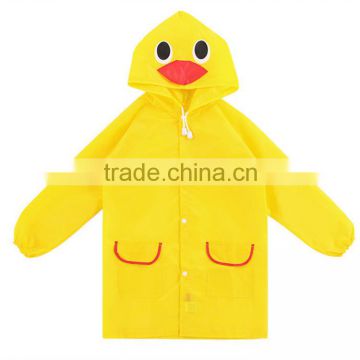 2016 high quality waterproof customized kids yellow rain coat