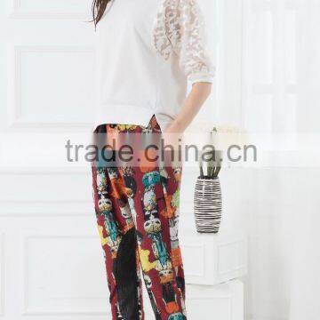 NEW ARRIVAL Summer Tops and Blouses 2016 White Lace Sleeve Shirt for Woman Chiffon Fabric OEM Tops Cheap Price photo-3