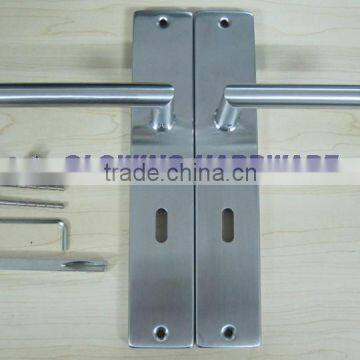 Stainless steel door handle with plate / door lever handle on plate / long plate door handle