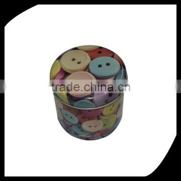 round metal buttons tin box