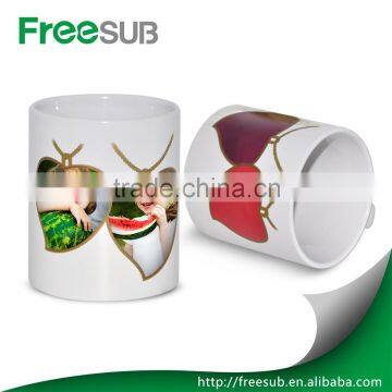 Personalised 11oz heart shape color changing ceramic digital printing mug