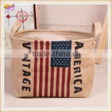 America Flag Printing Jute Storage Basket photo-1