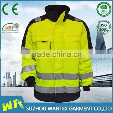 high quality reflective safety used uniform cotton working uniform fluo yellow heavy cotton jackets