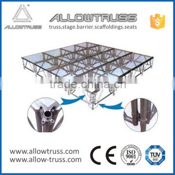 high quality aluminum assemble glass stage with adjustable height and mobile folding platform with anti-slip surface