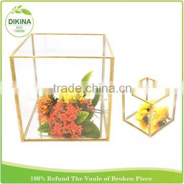 Decorative Display Brass Box With Customization Size Candle Container Glass , Wholesale Handmade Living Air Plants Tin Planter photo-3