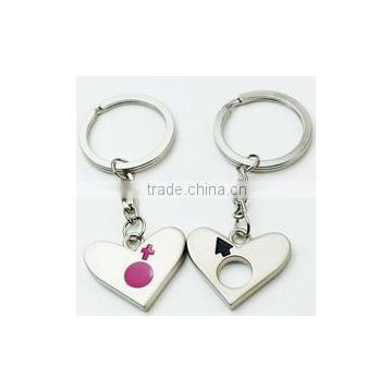 Metal crafts gifts Silver Heart Metal Keychain/Set Lock Metal Keychain