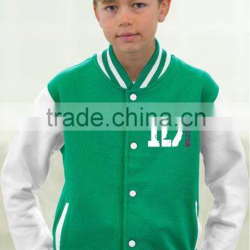 Kelly green cotton kids varsity jackets