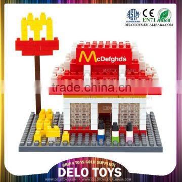  gold supplier plastic building blocks loz diamond bricks fast-food restaurant Burger shop DE0260110
