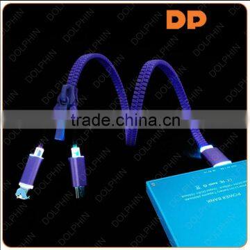 Mobile Phone Use Zipper Charging Cable Led Charging Cable for Iphone 6