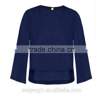 Contrast Trim Double Layer Top Fashion Woman Shirt photo-5