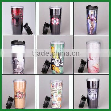 Double Wall Plastic Thermal Mug with paper insert