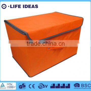 pure color printing fabric polyester toys storage box with lids covered orange