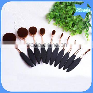 10pcs Custom Logo Multi-purpose Rose Gold Oval Mermaid Makeup Brush Set With Quality Carton Box