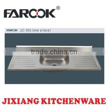 single bowl stainless steel kitchen sink with two drainboard JZ-391