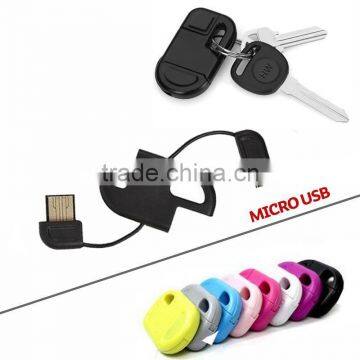 USB Key Keychain Keyring Micro USB adapter Cable Charger for HTC M1 Samsung Galaxy S3/S4 wholesale micro usb keychain cable