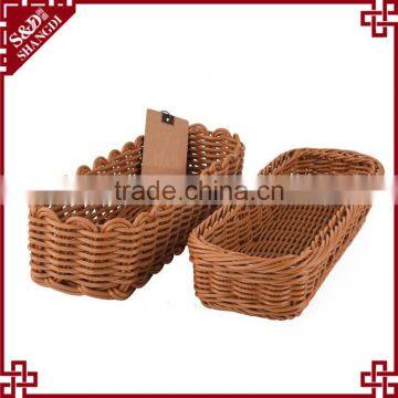 Home or restaurant tableware using eco-friendly plastic rattan bread basket kitchen cutlery tray basket