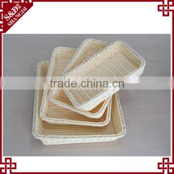 High Quality Plastic Rattan Rectangle Shape Widely Use Food Basket Suit photo-3
