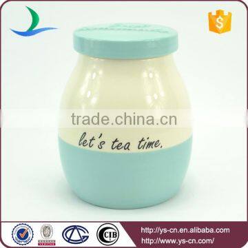 Newest Style Ceramic Canister Jars With Blue Lid photo-5