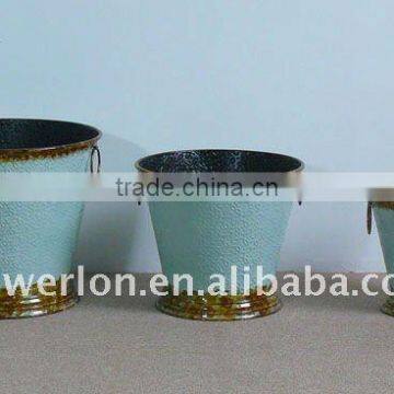 S/3 vintage round Metal garden flower pot for decoration