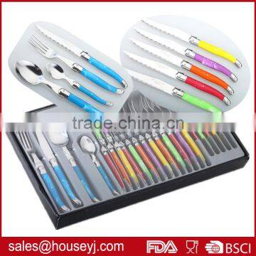 24pcs laguiole set knife & spoon & fork ABS handle high quality