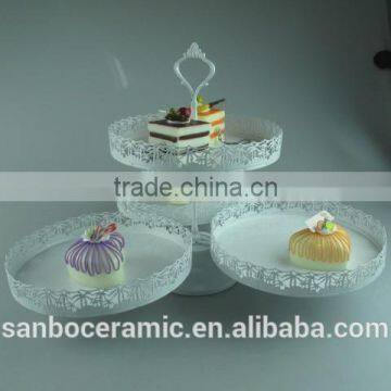 New Design Round & Square 3 PCS Plates One Layer Metal Wedding Cake Stand Wholesale photo-2