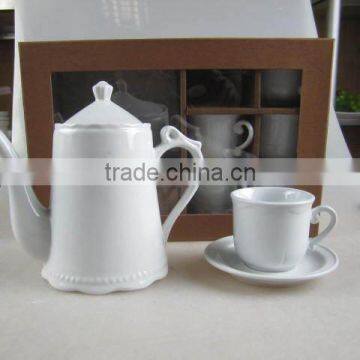 Plain White Ceramic Tea Set Coffee Cup Set Porcelain With Gift Box photo-2