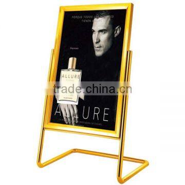 L shape golden frame hotel sign stand/ Elegant design metal sample signboard/ Eye catching large advertising shop billboard P-19