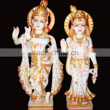 Marble Radha Krishna Statue Stone Carving photo-2